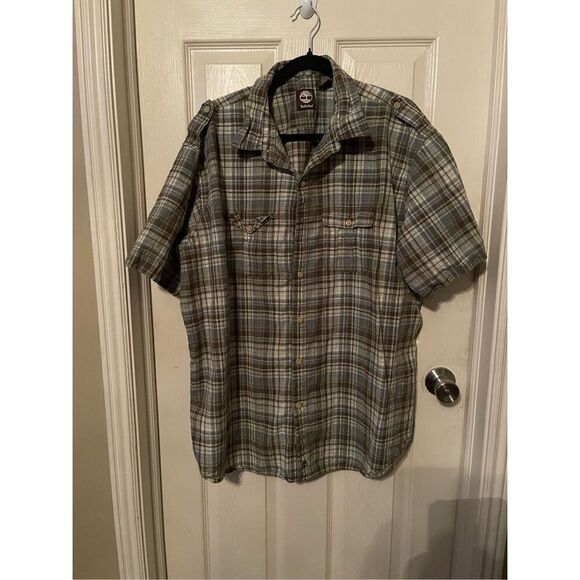 Timberland Mens Multicolor Button Down Plaid Checkered Polo Shirt 2XL - Picture 14 of 15